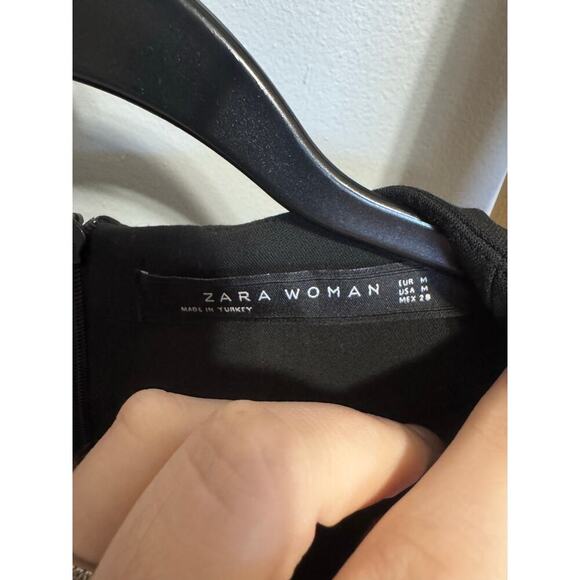 Zara Flutter Sleeves Dress Mini Straight Silhouette Scoop Neck Black Size Medium - Picture 7 of 9